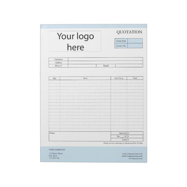 Form Business Quotation, Invoice or Sales Receipt  Notepad