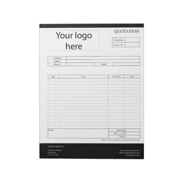 Form Business Quotation, Invoice or Sales Receipt  Notepad
