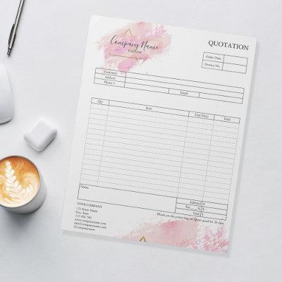 Form Business Quotation, Invoice or Sales Receipt  Notepad