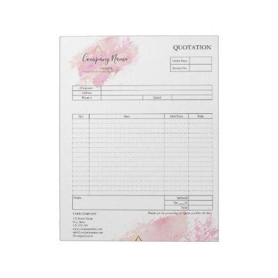 Form Business Quotation, Invoice or Sales Receipt  Notepad