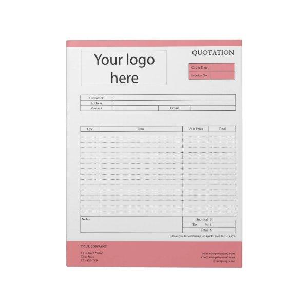 Form Business Quotation, Invoice or Sales Receipt  Notepad