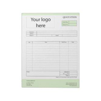 Form Business Quotation, Invoice or Sales Receipt  Notepad