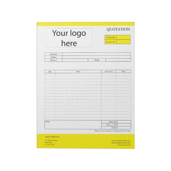 Form Business Quotation, Invoice or Sales Receipt  Notepad