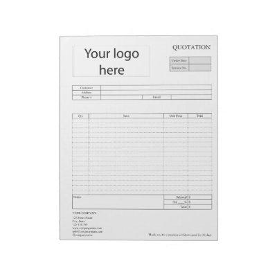 Form Business Quotation, Invoice or Sales Receipt  Notepad