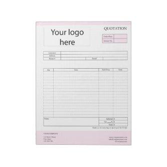 Form Business Quotation, Invoice or Sales Receipt  Notepad