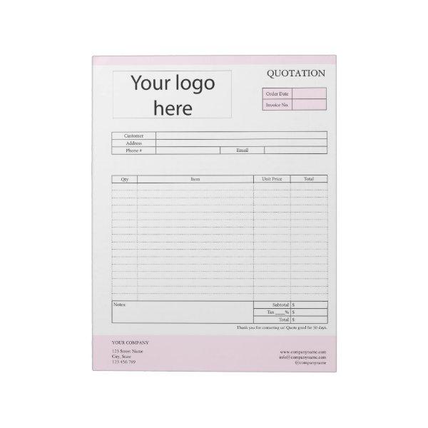Form Business Quotation, Invoice or Sales Receipt  Notepad