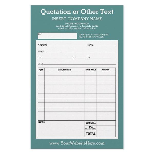 Form Business Quotation or Invoice Can edit color