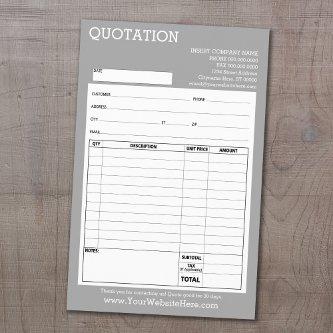 Form - Business Quotation or Invoice - Light Gray