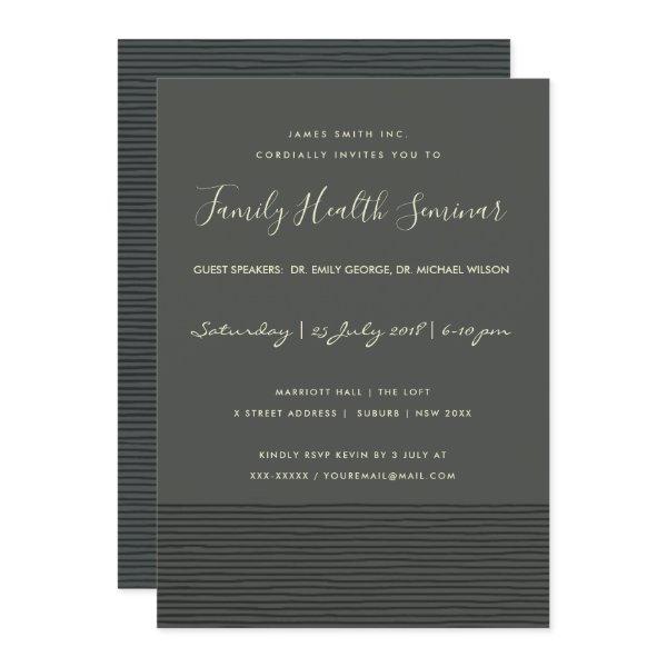 FORMAL BLACK SKETCH STRIPE LINE TALK SEMINAR EVENT INVITATION