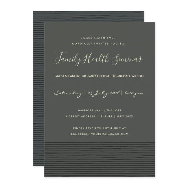 FORMAL BLACK SKETCH STRIPE LINE TALK SEMINAR EVENT INVITATION