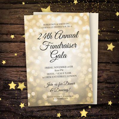 Formal Corporate Fundraiser Party Gold Lights Invitation