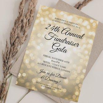 Formal Corporate Fundraiser Party Gold Lights Invitation