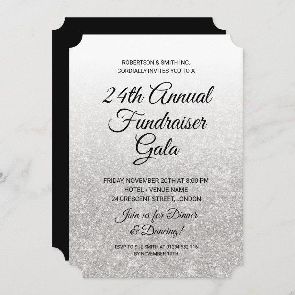 Formal Corporate Fundraiser Silver Glitter Invitation