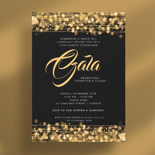 Formal Corporate Gala Ball Gold Glam Lights Invitation