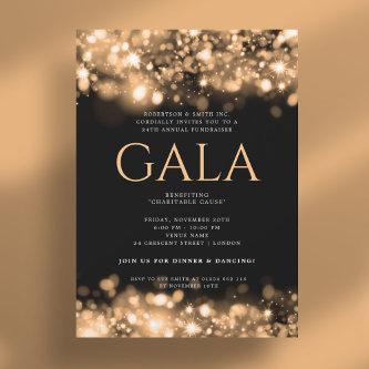 Formal Corporate Gala Ball Gold Sparkling Lights Invitation