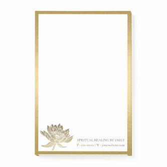 FORMAL ELEGANT FAUX GOLD  LOTUS FLORAL BUSINESS POST-IT NOTES