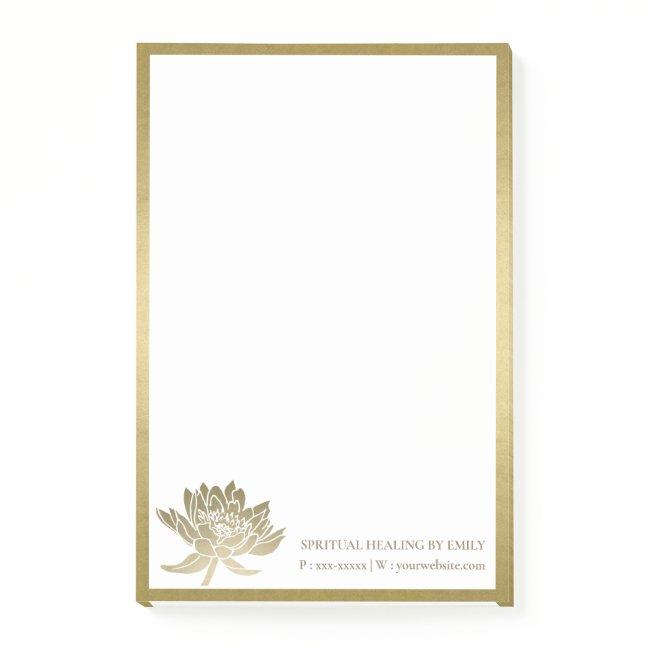 FORMAL ELEGANT FAUX GOLD LOTUS FLORAL BUSINESS POST-IT NOTES