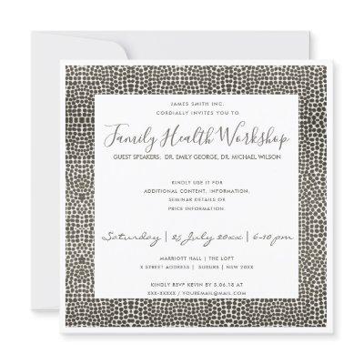 FORMAL FAUX DARK SILVER MOSAIC DOTS WORKSHOP EVENT INVITATION