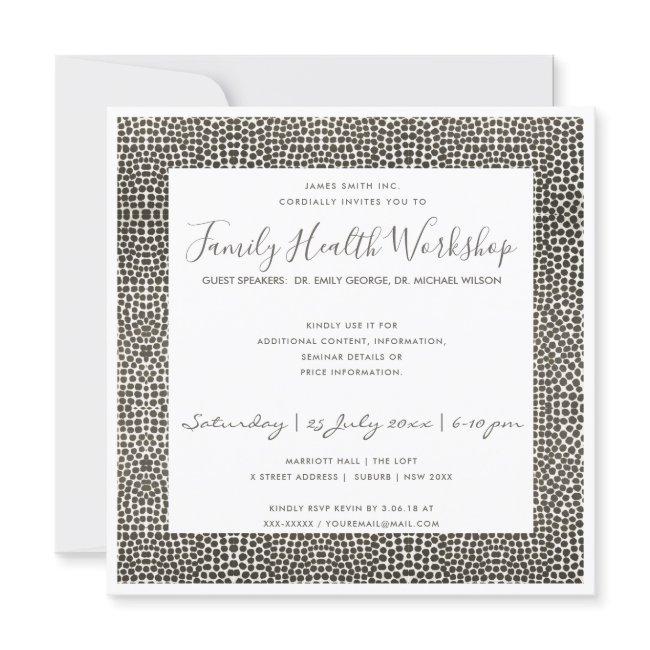 FORMAL FAUX DARK SILVER MOSAIC DOTS WORKSHOP EVENT INVITATION
