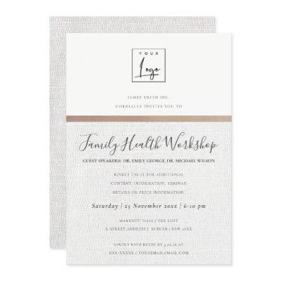 FORMAL FAUX GOLD GREEN STRIPE LINE WORKSHOP EVENT INVITATION