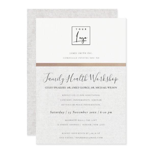 FORMAL FAUX GOLD GREEN STRIPE LINE WORKSHOP EVENT INVITATION