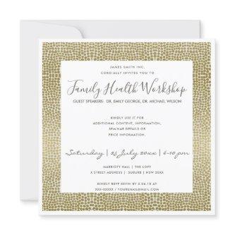 FORMAL FAUX GOLD WHITE MOSAIC DOTS WORKSHOP EVENT INVITATION