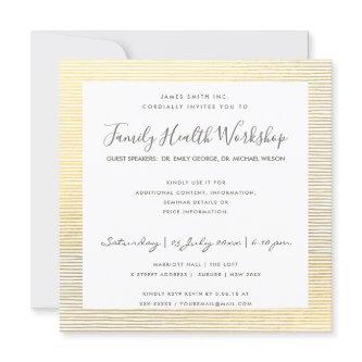 FORMAL FAUX GOLD WHITE STRIPE LINE WORKSHOP EVENT INVITATION