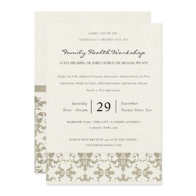 FORMAL FAUX SILVER DAMASK CLASSIC WORKSHOP EVENT INVITATION