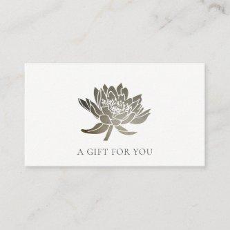 FORMAL FAUX SILVER LOTUS FLORAL GIFT CERTIFICATE