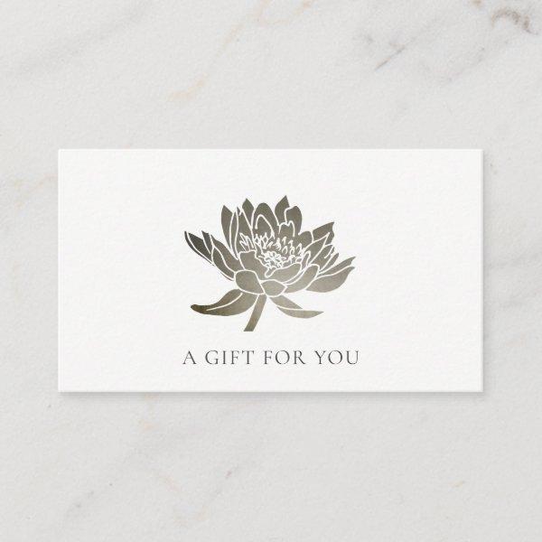 FORMAL FAUX SILVER LOTUS FLORAL GIFT CERTIFICATE