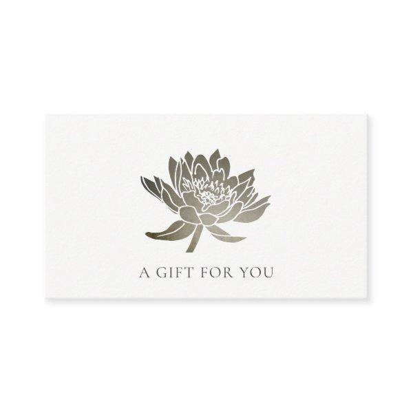 FORMAL FAUX SILVER LOTUS FLORAL GIFT CERTIFICATE