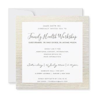 FORMAL FAUX SILVER STRIPE LINE WORKSHOP EVENT INVITATION