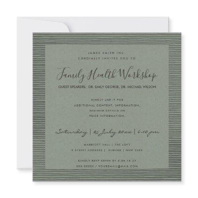 FORMAL GREY BLACK STRIPE LINE WORKSHOP EVENT INVITATION