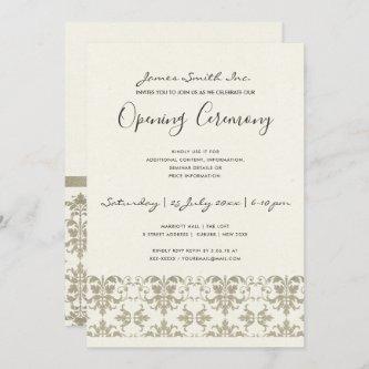 FORMAL SILVER DAMASK GRAND OPENING CEREMONY INVITATION
