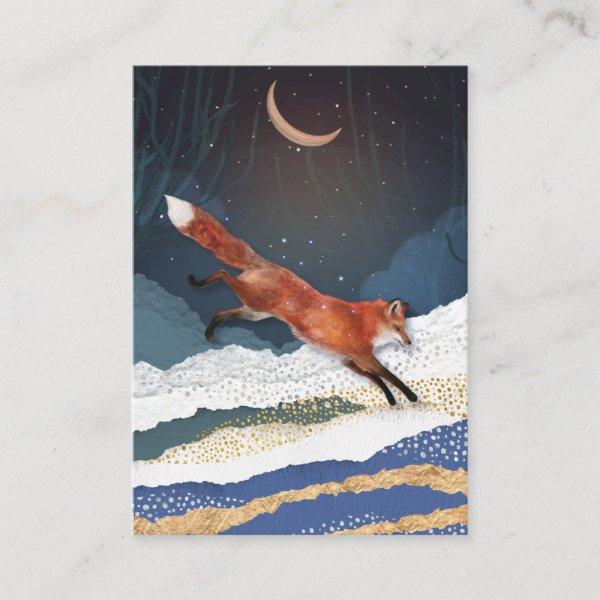 Fox And Moon Magical Fairytale Landscape Painting