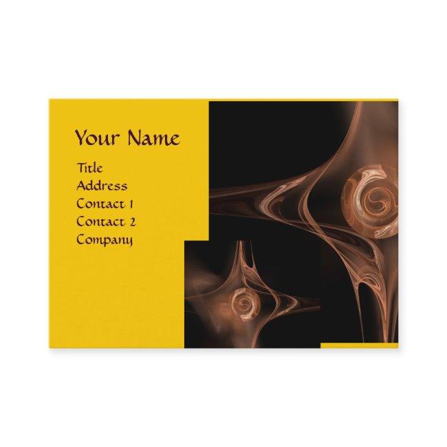 FRACTAL WAVES Yellow Brown Abstract Swirls