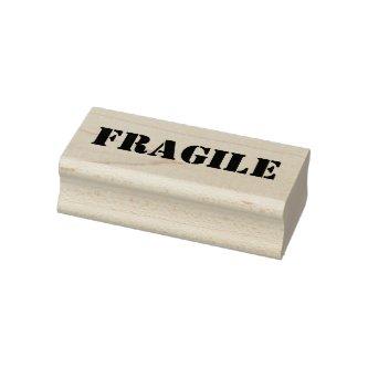 Fragile Wooden Block Mounted Rubber Stamp
