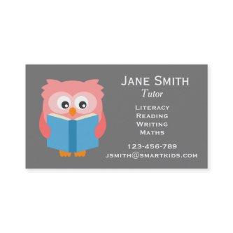 Freelance literacy tutor or teacher reading owl