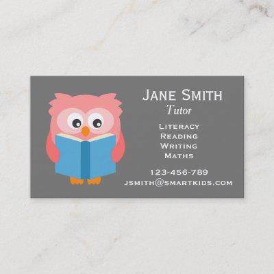 Freelance literacy tutor or teacher reading owl