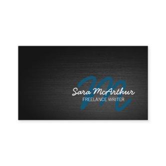 Freelance Writer Dark Metal Cursive Monogram