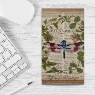 french botanical leaves modern vintage dragonfly