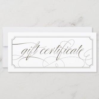 French Grey Elegant Script Gift Certificates