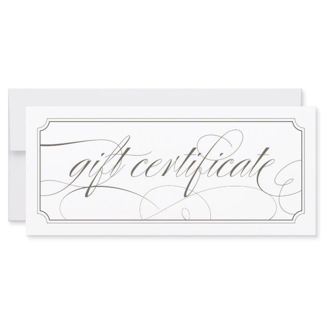 French Grey Elegant Script Gift Certificates