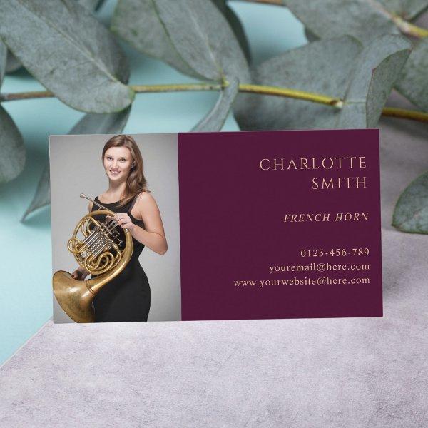 French Horn Custom Photo Burgundy Elegant