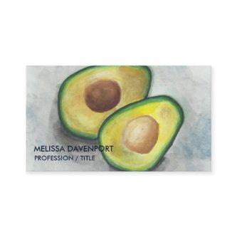 Fresh Avocado with Pit  in Watercolor Green & Gray