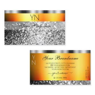 Fresh Orange Silver Sparkling Glitter and Monogram