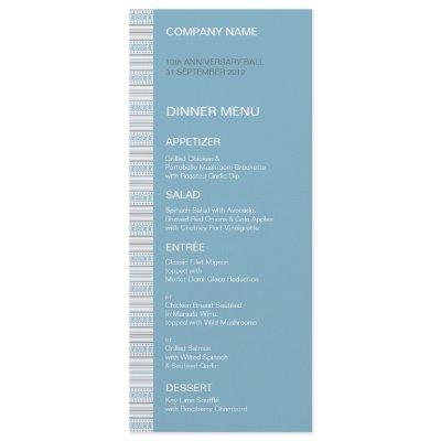 Fret Stripe Cornflower Dinner Menu