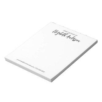 From the Desk of Black and White Script Signature  Notepad