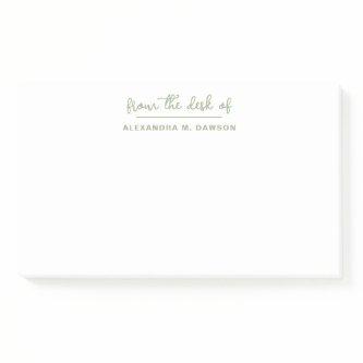 From The Desk Of Modern Minimalist Sage Green Post-it Notes