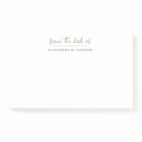 From The Desk Of Modern Minimalist Sage Green Post-it Notes